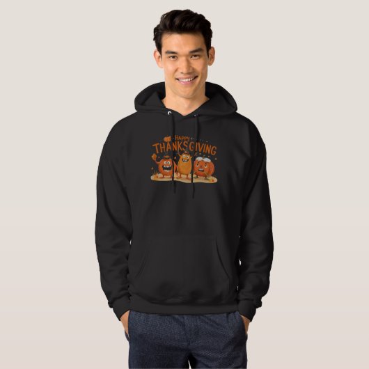 Funny Erntedank Pumpkins in Hexenhats Cartoon Hoodie (Vorne ganz)