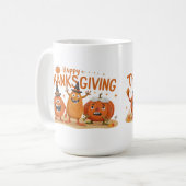 Funny Erntedank Pumpkins in Hexenhats Cartoon Kaffeetasse (Vorderseite Links)
