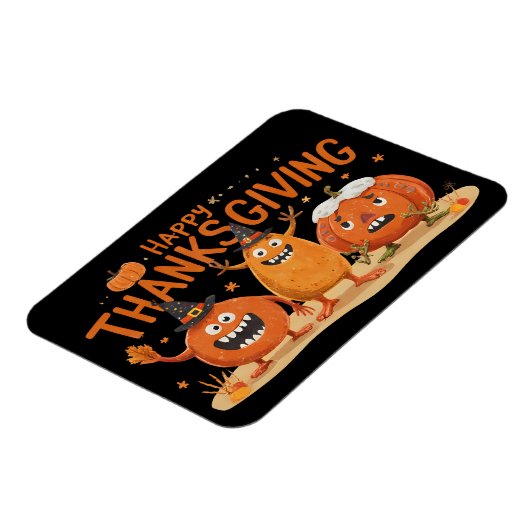 Funny Erntedank Pumpkins in Hexenhats Cartoon Magnet (Linke Seite)