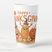 Funny Erntedank Pumpkins in Hexenhats Cartoon Milchtasse (Vorderseite)
