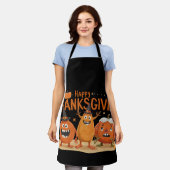 Funny Erntedank Pumpkins in Hexenhats Cartoon Schürze (Getragen)