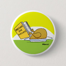 Funny Erntedank Roast Turkey Cartoon Button