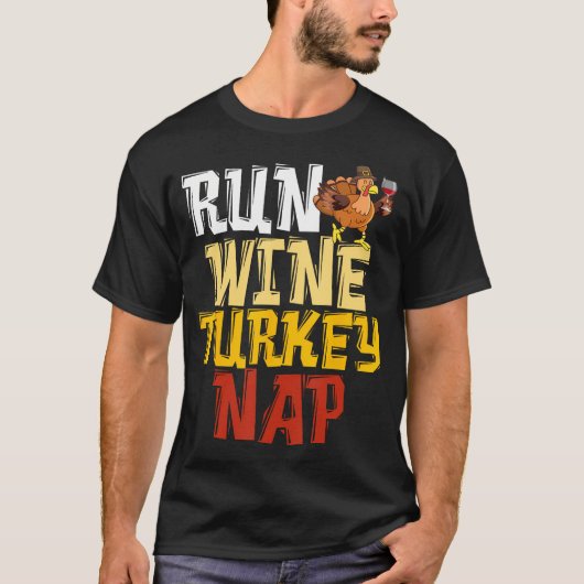 Funny Erntedank Runner - Run Wine Turkey Nickerche T-Shirt (Vorderseite)