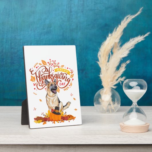 Funny Erntedank spendet deutschen Schäferhund Dog Fotoplatte (Seite)