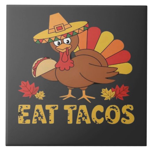 Funny Erntedank Truthahn Essen Tacos Fliese (Vorderseite)