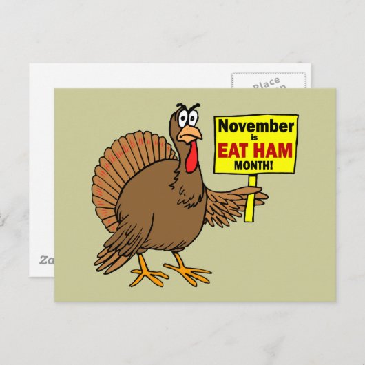 Funny Erntedank Truthahn Feiertagspostkarte (Vorne/Hinten)