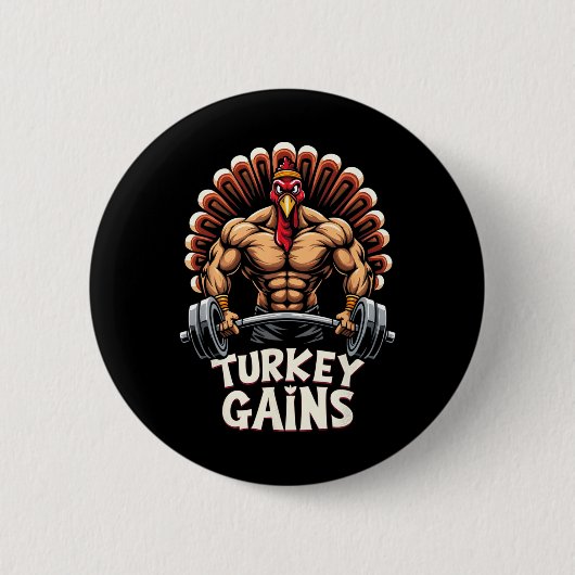 Funny Erntedank Türkei gewinnt Motivation Gym Wor Button (Vorderseite)