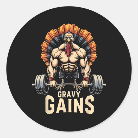 Funny Erntedank Türkei Gravy Gains Motivation G Runder Aufkleber (Vorderseite)