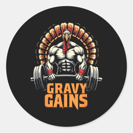 Funny Erntedank Türkei Gravy Gains Motivation G Runder Aufkleber (Vorderseite)