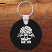 Funny Erntedank Türkei Gravy Gains Motivation G Schlüsselanhänger (Vorderseite)