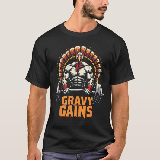 Funny Erntedank Türkei Gravy Gains Motivation G T-Shirt (Vorderseite)