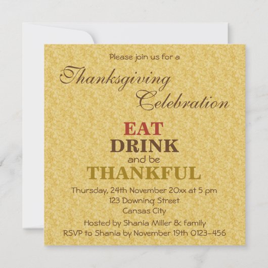 Funny Erntedank Türkei in Pumpkin - Einladung (Rückseite)