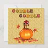Funny Erntedank Türkei in Pumpkin - Einladung (Vorderseite)