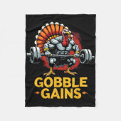 Funny Erntedank Turkey Gobble Gains Gym Workout Fleecedecke (Vorderseite)