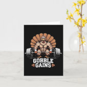 Funny Erntedank Turkey Gobble Gains Gym Workout Karte (Gelbe Blume)