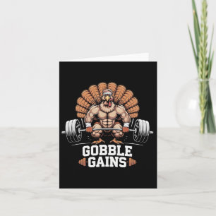 Funny Erntedank Turkey Gobble Gains Gym Workout Karte