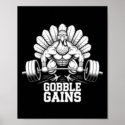 Funny Erntedank Turkey Gobble Gains Gym Workout Poster (Vorne)