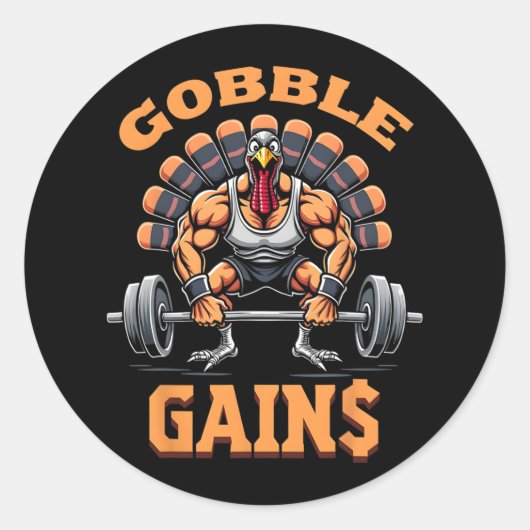 Funny Erntedank Turkey Gobble Gains Gym Workout Runder Aufkleber (Vorderseite)