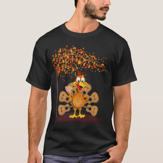 Funny Erntedank Turkey Guitar T-Shirt (Vorderseite)