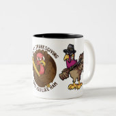 Funny Erntedank Turkey Hunter Zweifarbige Tasse (VorderseiteRechts)