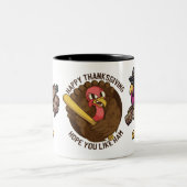 Funny Erntedank Turkey Hunter Zweifarbige Tasse (Mittel)