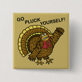 Funny Erntedank Turkey Pub Button (Vorderseite)