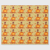 Funny Erntedank Turkey Pumpkin Wrapping Paper Geschenkpapier (Flach)