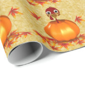 Funny Erntedank Turkey Pumpkin Wrapping Paper Geschenkpapier (Rolleneckpunkt)