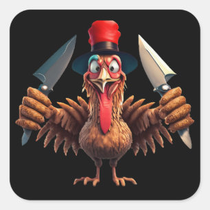 Funny Erntedank Turkey Rache - Weihnachten Quadratischer Aufkleber