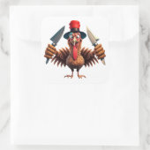 Funny Erntedank Turkey Rache - Weihnachten Quadratischer Aufkleber (Tasche)
