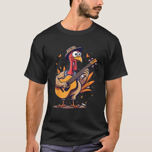 Funny Erntedank Turkey RockStar Türkei Spielen T-Shirt (Vorderseite)