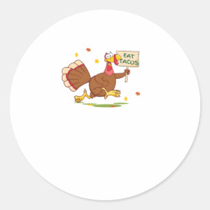 Funny Erntedank Turkey sagt EAT TACOS Thanksgiv Runder Aufkleber