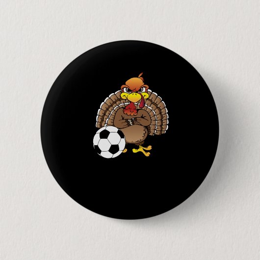 Funny Erntedank Turkey Soccer Geschenk Button (Vorderseite)