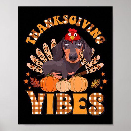 Funny Erntedank Vibes Dackel Dog Türkei Poster (Vorne)