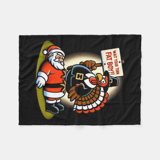 Funny Erntedank warten Sie Ihren Fat Boy Funny Sa Fleecedecke (Vorderseite (Horizontal))