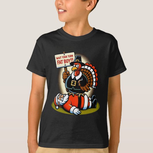 Funny Erntedank warten Sie Ihren Fat Boy Funny Sa T-Shirt (Vorderseite)