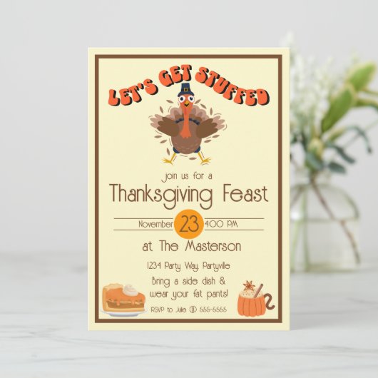 Funny Erntedank wird erstickt Einladung (Stehend Vorderseite)