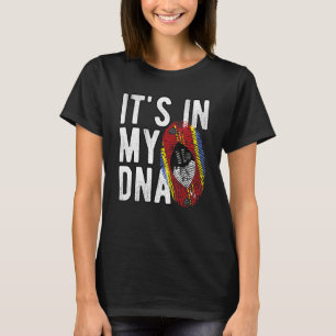 Funny es ist in meiner DNA Eswatini Fahne Fingerpr T-Shirt