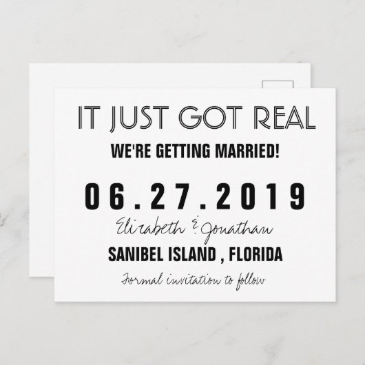 Funny es nur Got echte Hochzeit retten das Datum Ankündigungspostkarte (Vorne/Hinten)