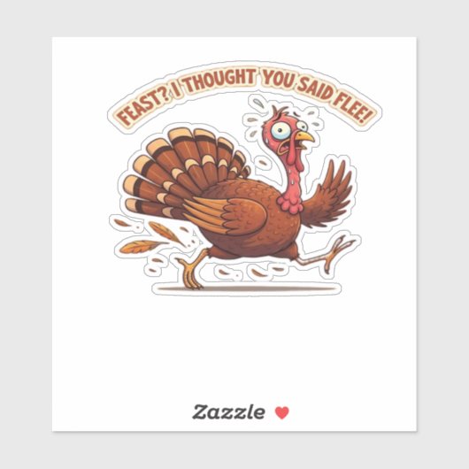 Funny Escaping Turkey Erntedank Klassischer T - Sh Aufkleber (Blatt)