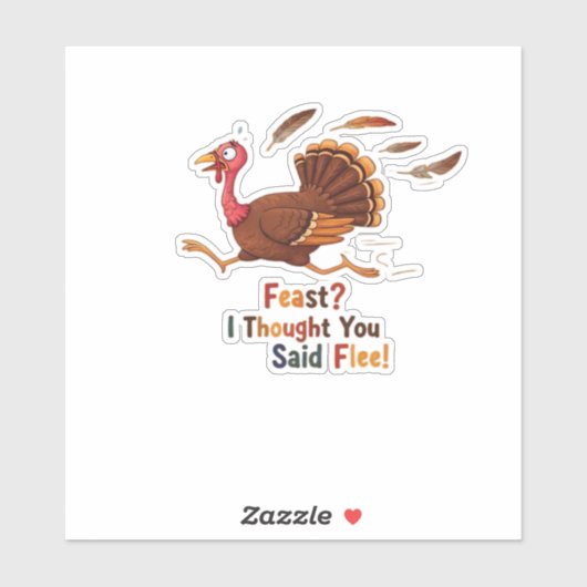 Funny Escaping Turkey Erntedank Klassischer T - Sh Aufkleber (Blatt)