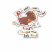 Funny Escaping Turkey Erntedank Klassischer T - Sh Aufkleber (Vorderseite)