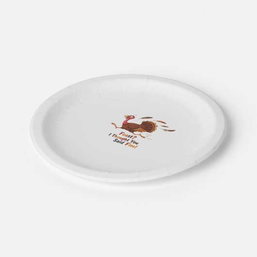 Funny Escaping Turkey Erntedank Klassischer T - Sh Pappteller (Schrägansicht)