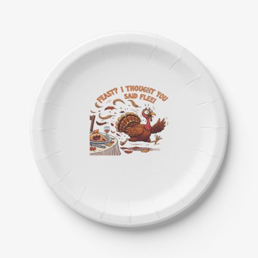 Funny Escaping Turkey Erntedank Klassischer T - Sh Pappteller (Vorderseite)