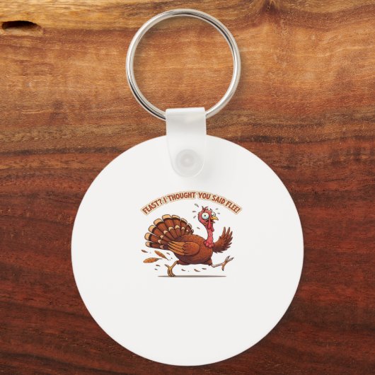 Funny Escaping Turkey Erntedank Klassischer T - Sh Schlüsselanhänger (Vorderseite)