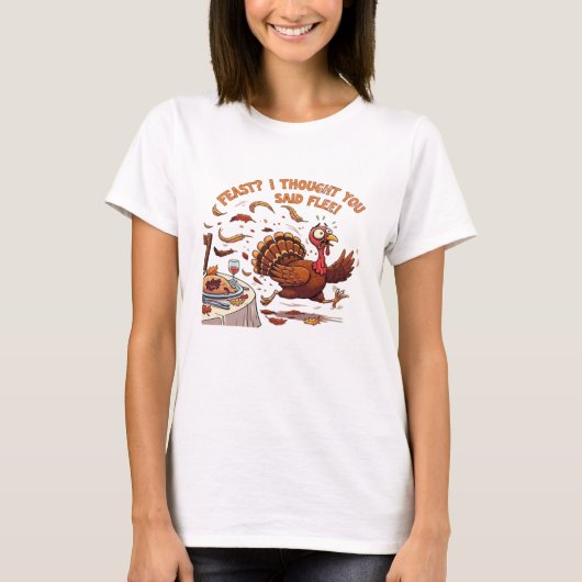 Funny Escaping Turkey Thanksgiving Classic T-Shirt (Vorderseite)