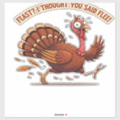 Funny Escaping Turkey Thanksgiving Classic T-Shirt Aufkleber (Blatt)