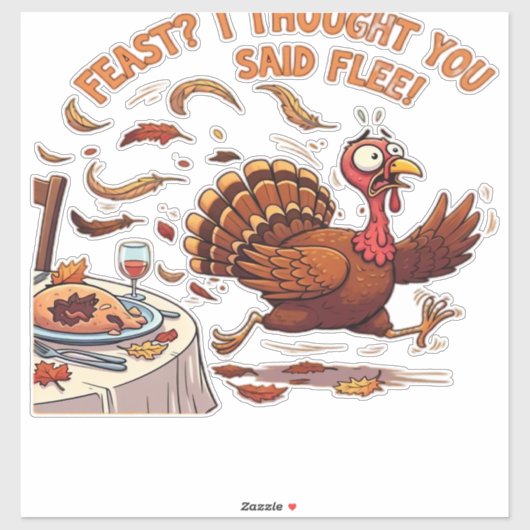 Funny Escaping Turkey Thanksgiving Classic T-Shirt Aufkleber (Blatt)