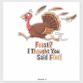 Funny Escaping Turkey Thanksgiving Classic T-Shirt Aufkleber (Blatt)