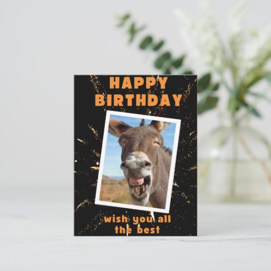 Funny Esel Geburtstag Postkarte (Stehend Vorderseite)